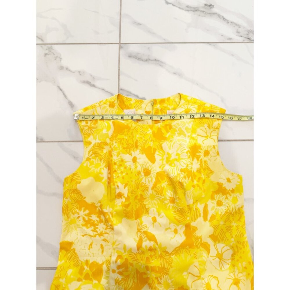 Vanda Fashions Vtg 1960s Mod Yellow Floral Print A line Sleeveless Dress Sz 10 - Picture 9 of 14